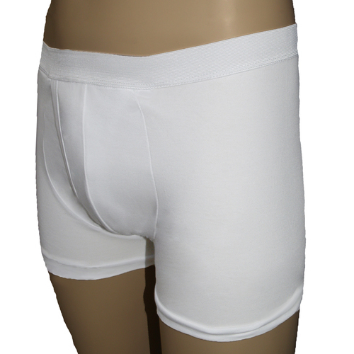 Men's Padded Trunk with Built-in Pad White 6001W - Washable Incontinence Underwear