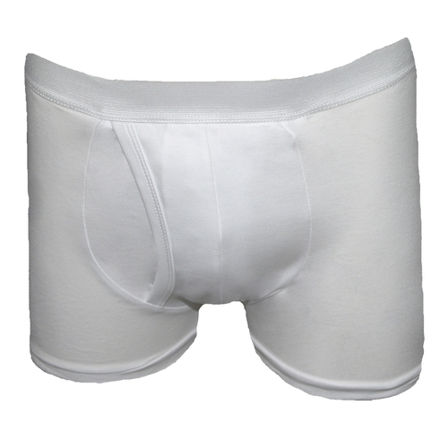 Men's Padded Trunk with Built-in Pad White 6001W - Washable Incontinence Underwear