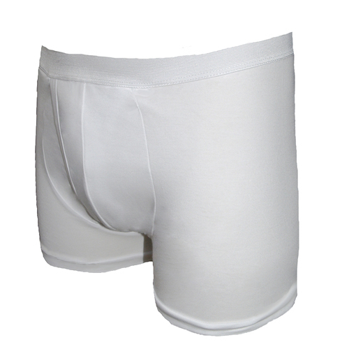 Men's Padded Trunk with Built-in Pad White 6001W - Washable Incontinence Underwear