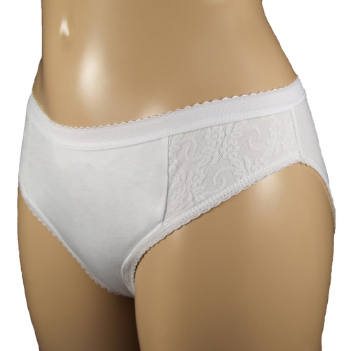 Ladies Inco-Elite Lace High Leg Padded Brief - White (4001W)