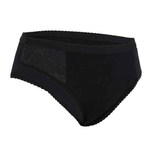 Ladies Lace High Leg Padded Brief - Black