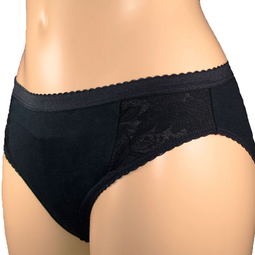 Ladies Inco-Elite Lace High Leg Padded Brief - Black (4001B)
