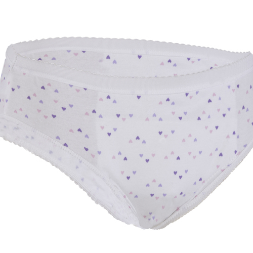 Ladies Inco-Elite Printed High Leg Brief - White with Purple Hearts (4012WP)