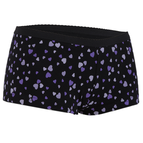 Ladies Inco-Elite Printed Shortie Brief- Black with Purple Hearts (4015BP)