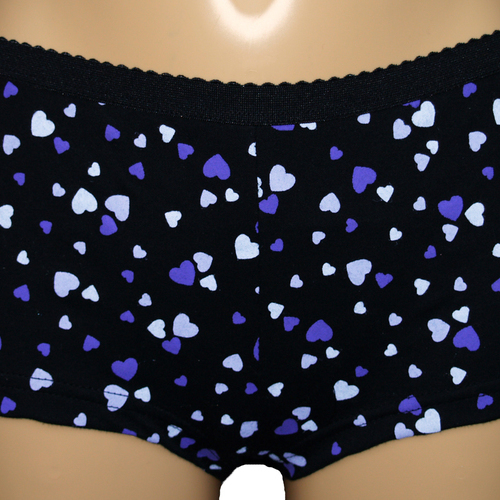 Ladies Inco-Elite Printed Shortie Brief- Black with Purple Hearts (4015BP)