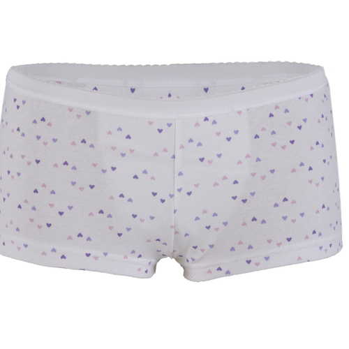 Ladies Inco-Elite Printed Shortie Brief - White with Purple Hearts (4015WP)